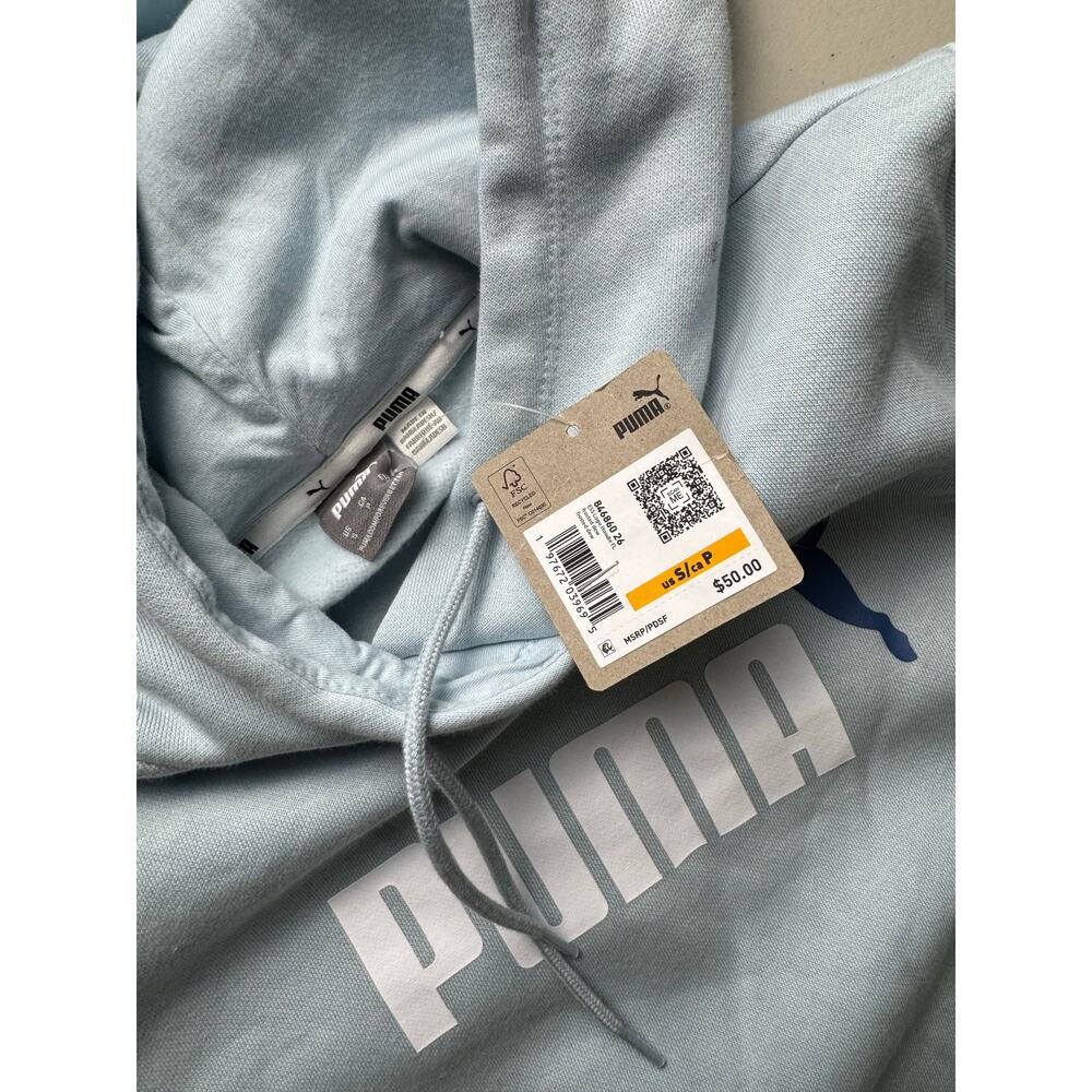 Puma Women's Essential+ Logo Fleece Hoodie NWT FROSTED DEW SIZE S - Picture 5 of 9